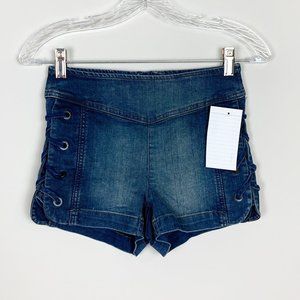 Free People | hi rise lace up side denim shorts 24